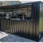 Bar Container Desmontável 3x2m – Quiosque Móvel "Flat Pack" em Aço (Acabamento Preto Mate)