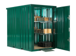Contentor de Jardim 1,5 x 2,2 m – Box em Aço Galvanizado Verde RAL 6005 (Chão e Rampa Incluídos)