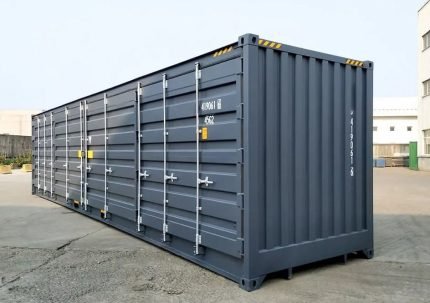 Contentor Marítimo 40 Pés High Cube Open Side – Cinzento Antracite (Novo - Abertura Total 12m)